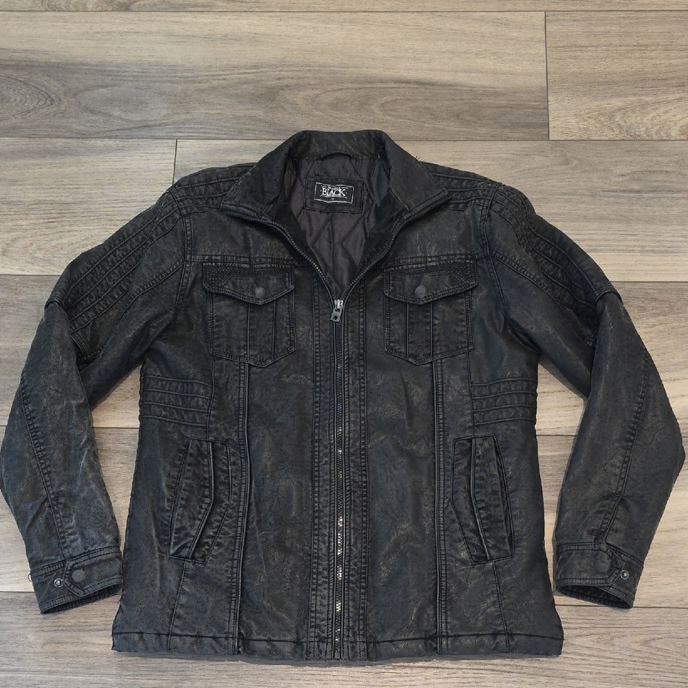 Buckle Black Military Field Jacket with Classic Collar